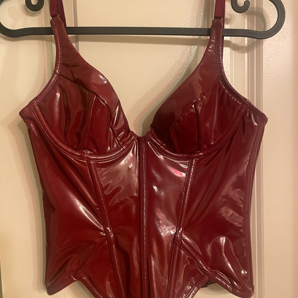 Victoria's Secret Lacquer Very Red Burgundy Bodysuit